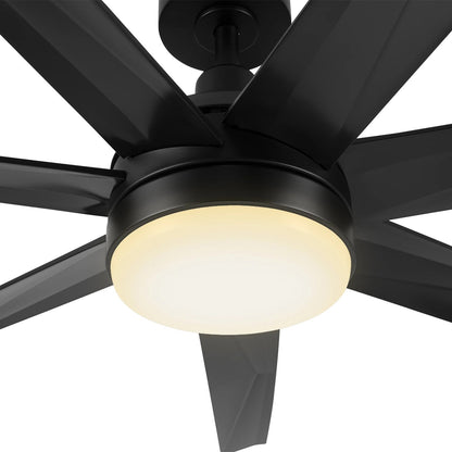 Carro Kima 65in 7-Blade Ceiling Fan | Modern Black ABS and LED Light | Living Room & Bedroom | 65 x 65 x 12 in | Model CFR657T3-L12-B2-1