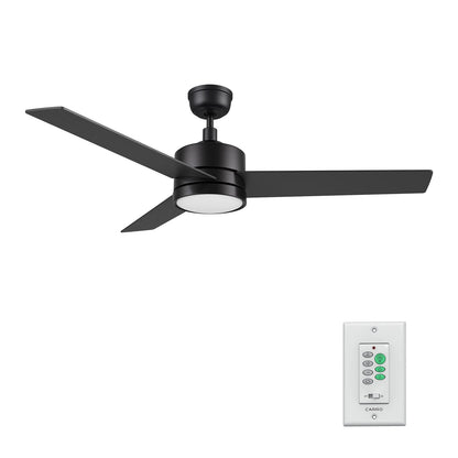 Carro Santana 52in 3-Blade Ceiling Fan | Modern Black Plywood and LED Light | Living Room & Bedroom | 52 x 52 x 15 in | Model CFW523E5-L12-B2-1