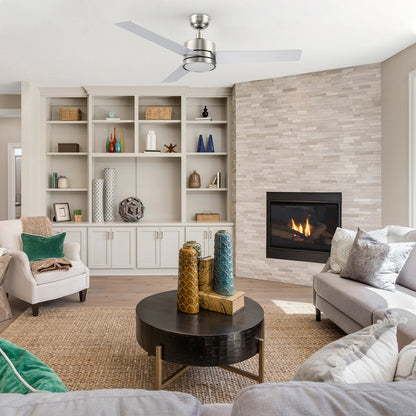 Carro Santana 52in 3-Blade Ceiling Fan | Modern Brushed Nickel Plywood and LED Light | Living Room & Bedroom | 52 x 52 x 15 in | Model CFW523E5-L12-SJ-1