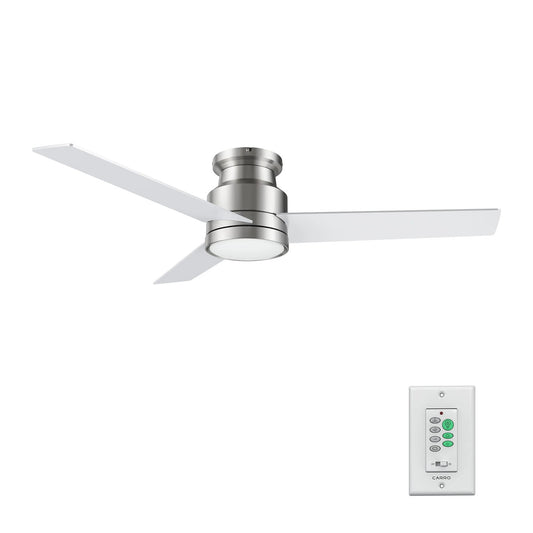 Carro Santana 52in 3-Blade Flush Mount Ceiling Fan | Modern Brushed Nickel Plywood and LED Light | Living Room & Bedroom | 52 | Model CFW523E5-L12-SJ-1-FM