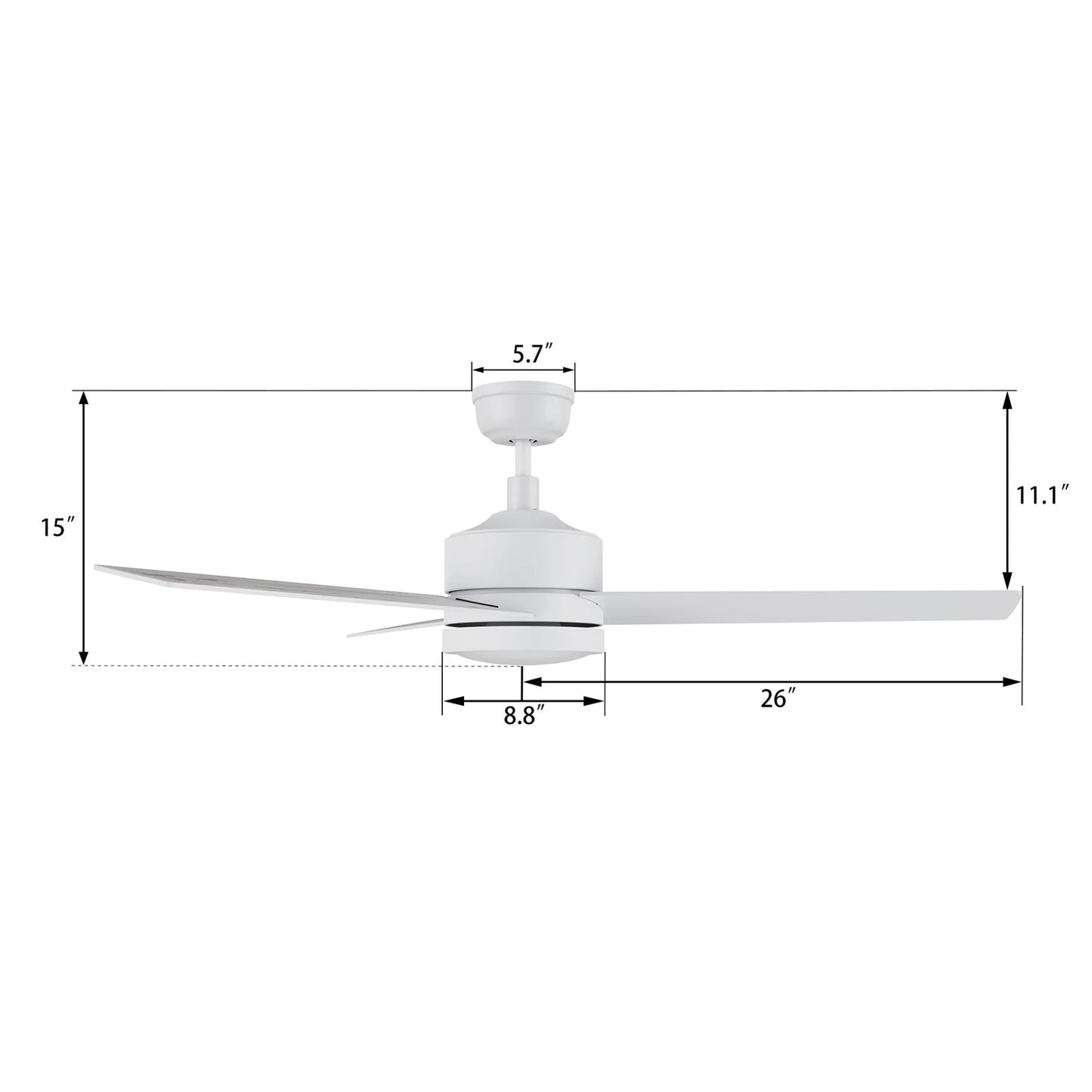 Carro Santana 52in 3-Blade Ceiling Fan | White Plywood Blades and Integrated LED | Living Room & Bedroom | 52 x 52 x 15 in | Model CFW523E5-L12-W1-1