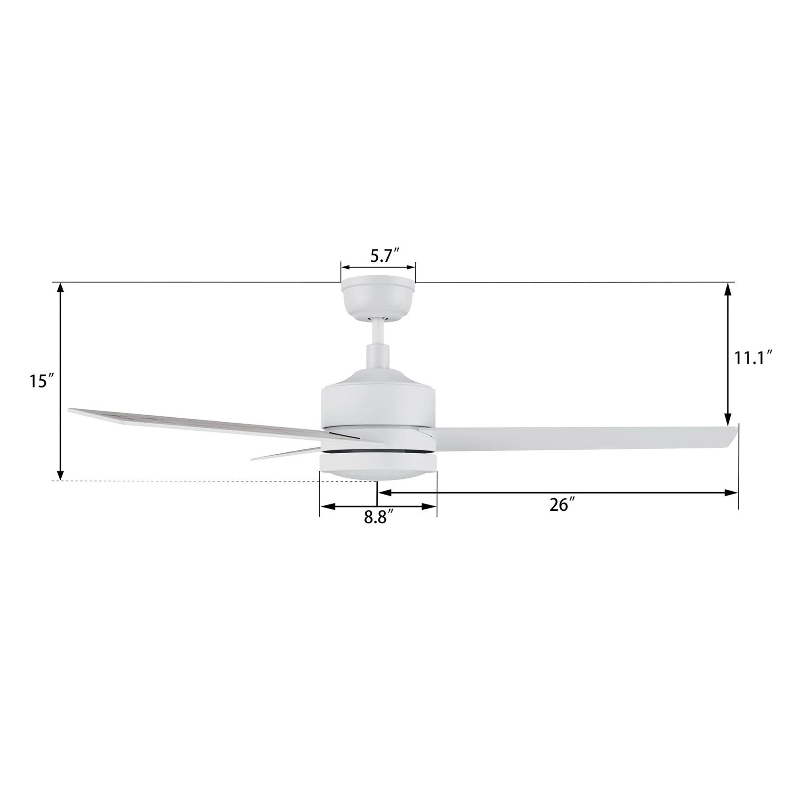 Carro Santana 52in 3-Blade Ceiling Fan | White Plywood Blades and Integrated LED | Living Room & Bedroom | 52 x 52 x 15 in | Model CFW523E5-L12-W1-1