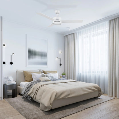 Carro Santana 52in 3-Blade Ceiling Fan | White Plywood Blades and Integrated LED | Living Room & Bedroom | 52 x 52 x 15 in | Model CFW523E5-L12-W1-1
