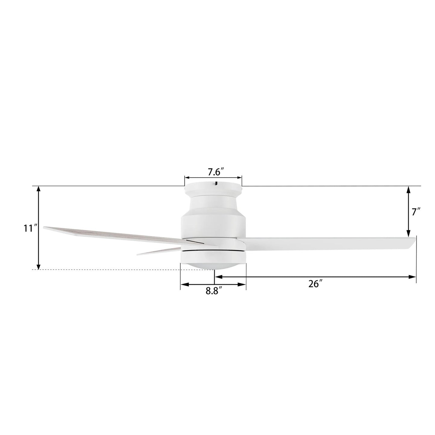 Carro Santana 52in Flush Mount Ceiling Fan | White Plywood Blades and Integrated LED | Low Ceiling & Bedroom | 52 x 52 x 11 in | Model CFW523E5-L12-W1-1-FM