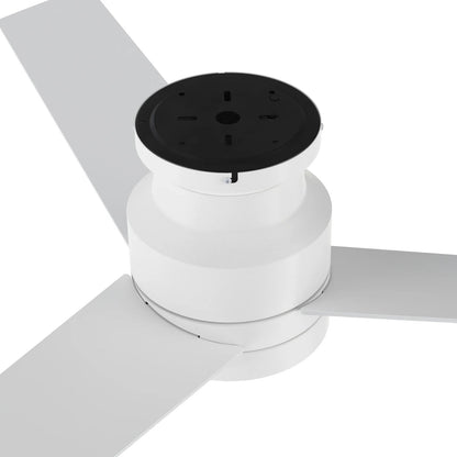 Carro Santana 52in Flush Mount Ceiling Fan | White Plywood Blades and Integrated LED | Low Ceiling & Bedroom | 52 x 52 x 11 in | Model CFW523E5-L12-W1-1-FM