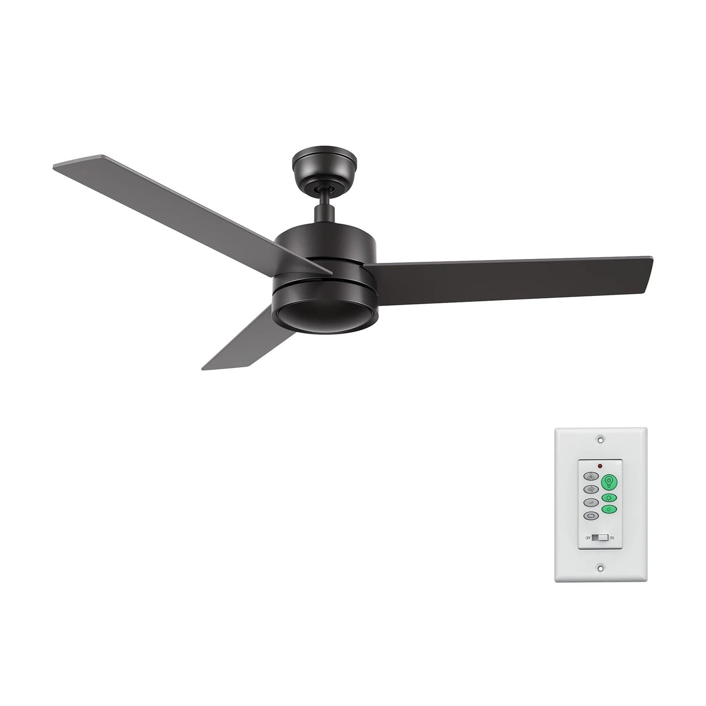 Carro Santana 52in 3-Blade Ceiling Fan | Black Plywood Blades and Wall Control | Living Room & Bedroom | 52 x 52 x 15 in | Model CFW523E5-N10-B2-1