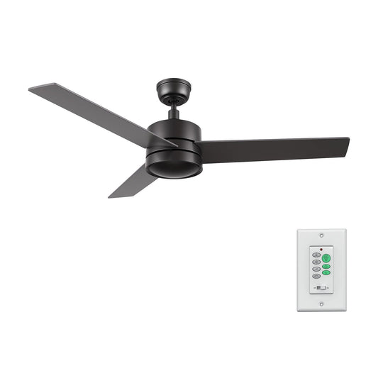 Carro Santana 52in 3-Blade Ceiling Fan | Black Plywood Blades and Wall Control | Living Room & Bedroom | 52 x 52 x 15 in | Model CFW523E5-N10-B2-1