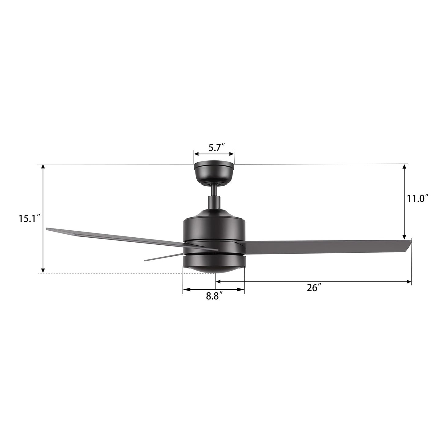 Carro Santana 52in 3-Blade Ceiling Fan | Black Plywood Blades and Wall Control | Living Room & Bedroom | 52 x 52 x 15 in | Model CFW523E5-N10-B2-1