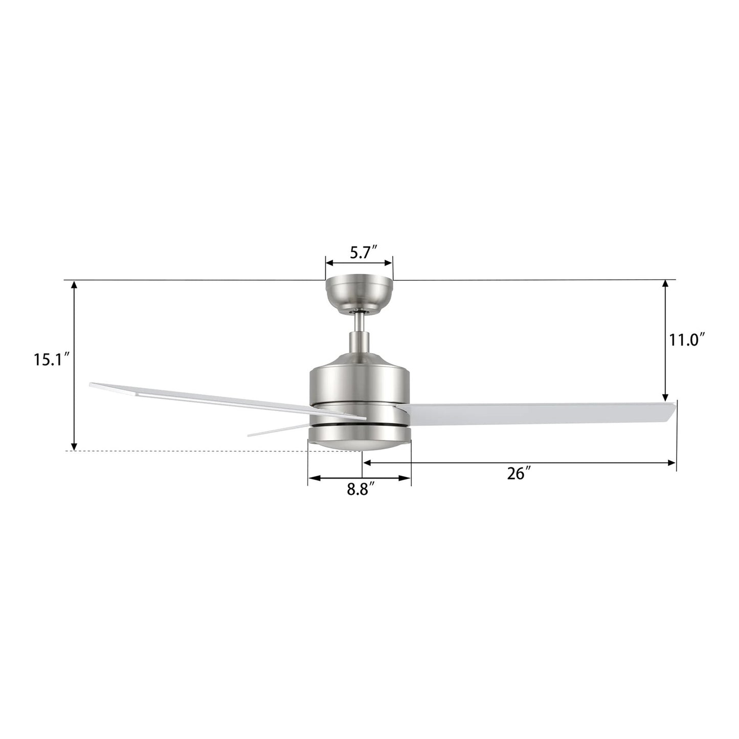 Carro Santana 52in 3-Blade Ceiling Fan | Brushed Nickel Plywood Blades | Living Room & Bedroom | 52 x 52 x 15 in, DC Motor | Model CFW523E5-N10-SJ-1