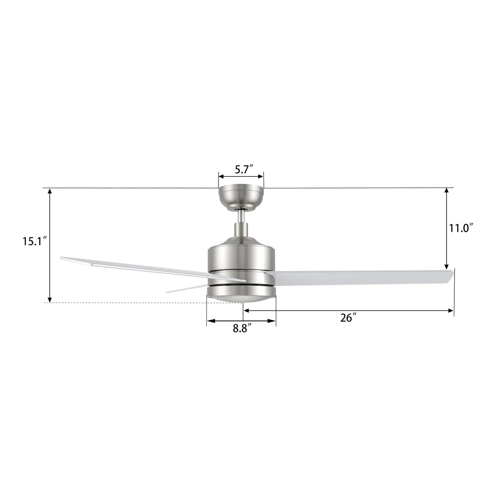 Carro Santana 52in 3-Blade Ceiling Fan | Brushed Nickel Plywood Blades | Living Room & Bedroom | 52 x 52 x 15 in, DC Motor | Model CFW523E5-N10-SJ-1
