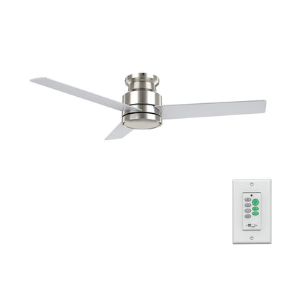 Carro Santana 52in 3-Blade Flush Mount Ceiling Fan | Brushed Nickel Plywood Blades | Low Ceiling Rooms & Bedrooms | 52 x 52 x | Model CFW523E5-N10-SJ-1-FM