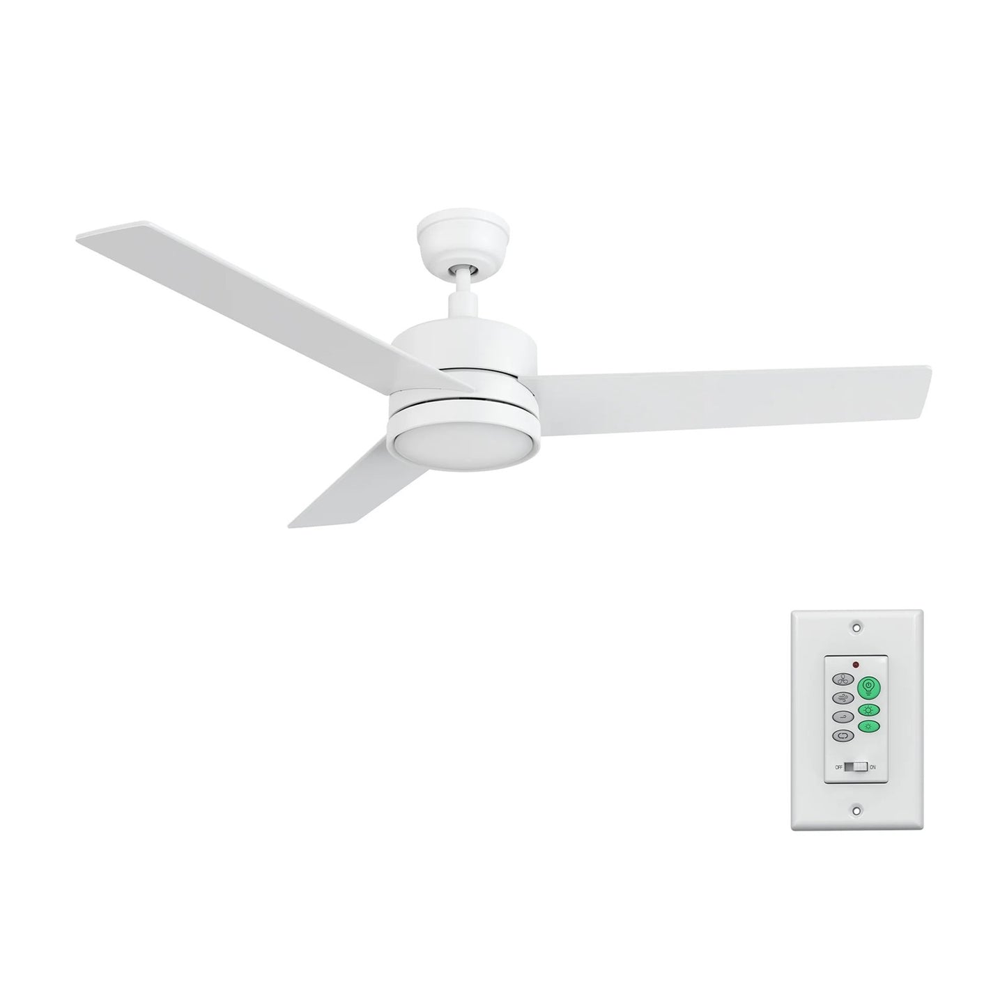 Carro Santana 52in 3-Blade Ceiling Fan | White Plywood Blades | Living Room & Bedroom | 52 x 52 x 15 in, DC Motor | Model CFW523E5-N10-W1-1