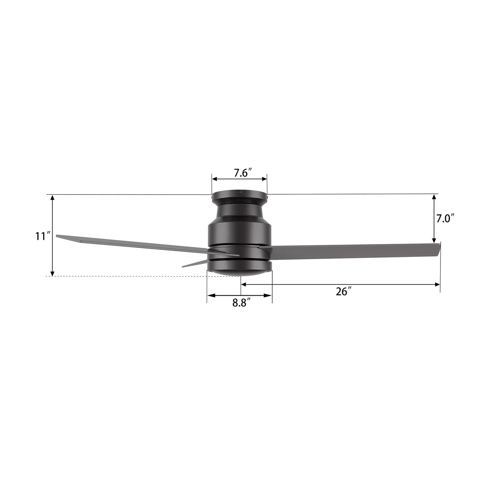 Carro Santana 52in 3-Blade Flush Mount Ceiling Fan | White Plywood Blades | Low Ceiling Rooms & Bedrooms | 52 x 52 x 11 in | Model CFW523E5-N10-W1-1-FM