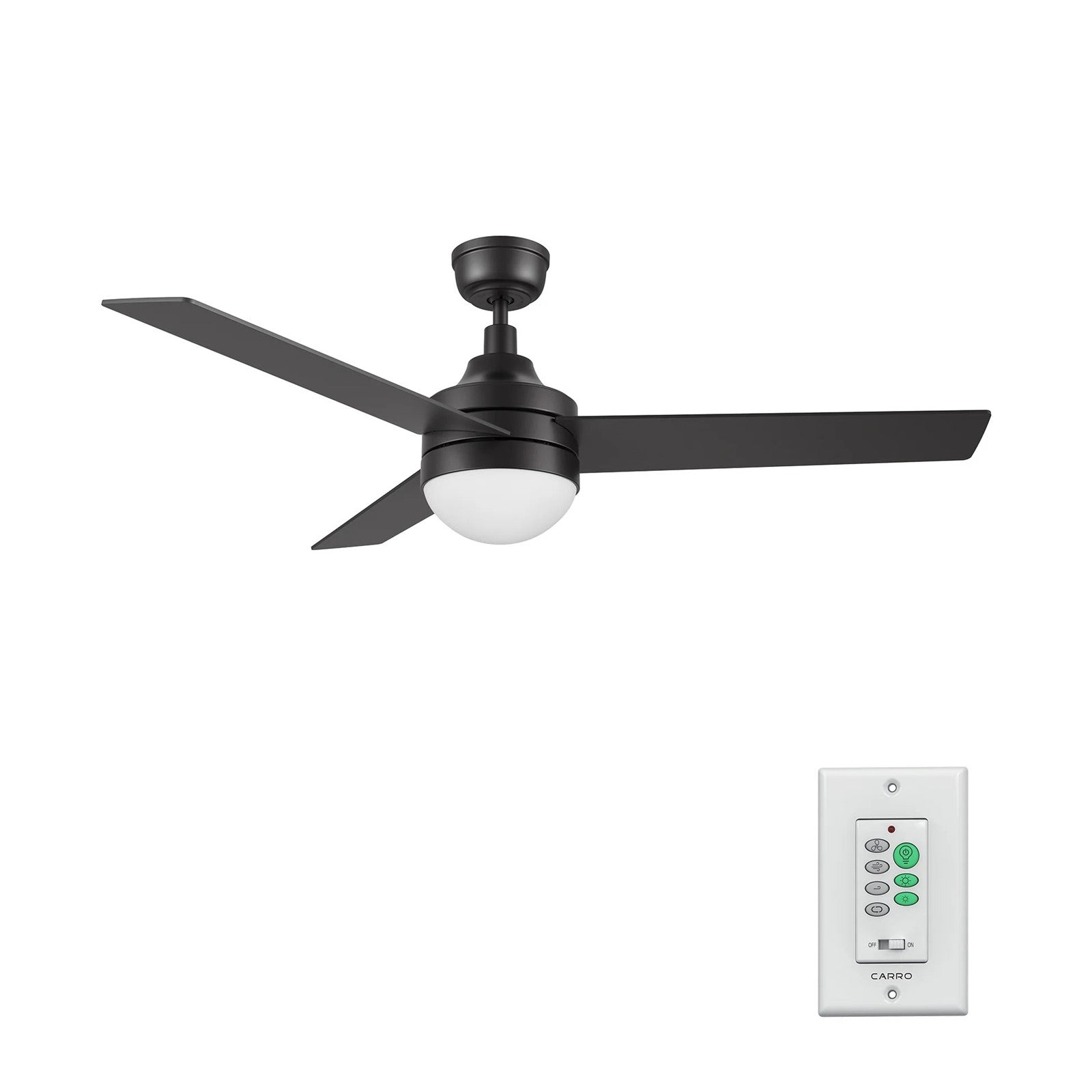 Carro Kimball 52in Ceiling Fan | Black Plywood Blades and Integrated LED | Living Room & Bedroom | 52 x 52 x 16.9 in | Model CFW523E6-L12-B2-1