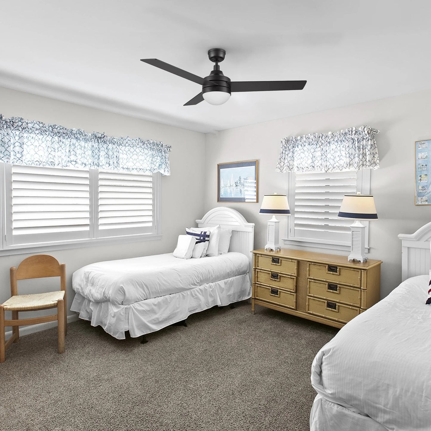 Carro Kimball 52in Ceiling Fan | Black Plywood Blades and Integrated LED | Living Room & Bedroom | 52 x 52 x 16.9 in | Model CFW523E6-L12-B2-1