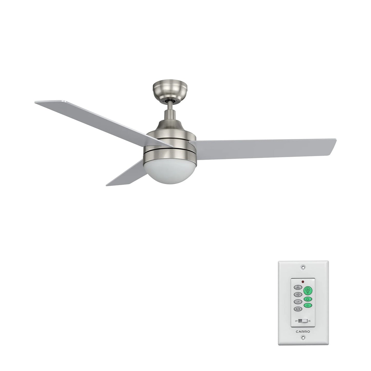Carro Kimball 52in Ceiling Fan | Brushed Nickel Plywood Blades and Integrated LED | Living Room & Bedroom | 52 x 52 x 16.9 in | Model CFW523E6-L12-SJ-1