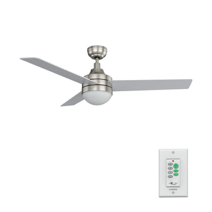 Carro Kimball 52in Ceiling Fan | Brushed Nickel Plywood Blades and Integrated LED | Living Room & Bedroom | 52 x 52 x 16.9 in | Model CFW523E6-L12-SJ-1