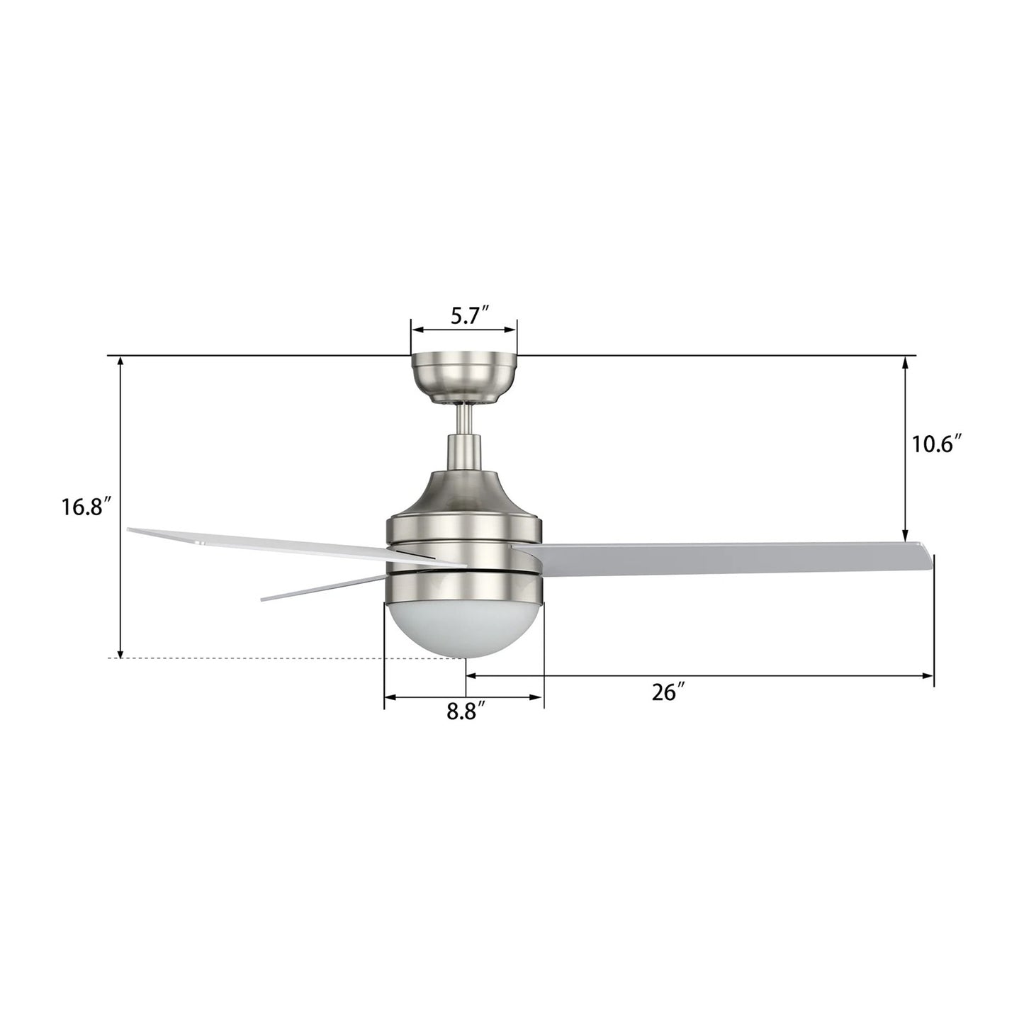 Carro Kimball 52in Ceiling Fan | Brushed Nickel Plywood Blades and Integrated LED | Living Room & Bedroom | 52 x 52 x 16.9 in | Model CFW523E6-L12-SJ-1