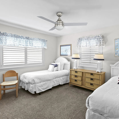 Carro Kimball 52in Ceiling Fan | Brushed Nickel Plywood Blades and Integrated LED | Living Room & Bedroom | 52 x 52 x 16.9 in | Model CFW523E6-L12-SJ-1