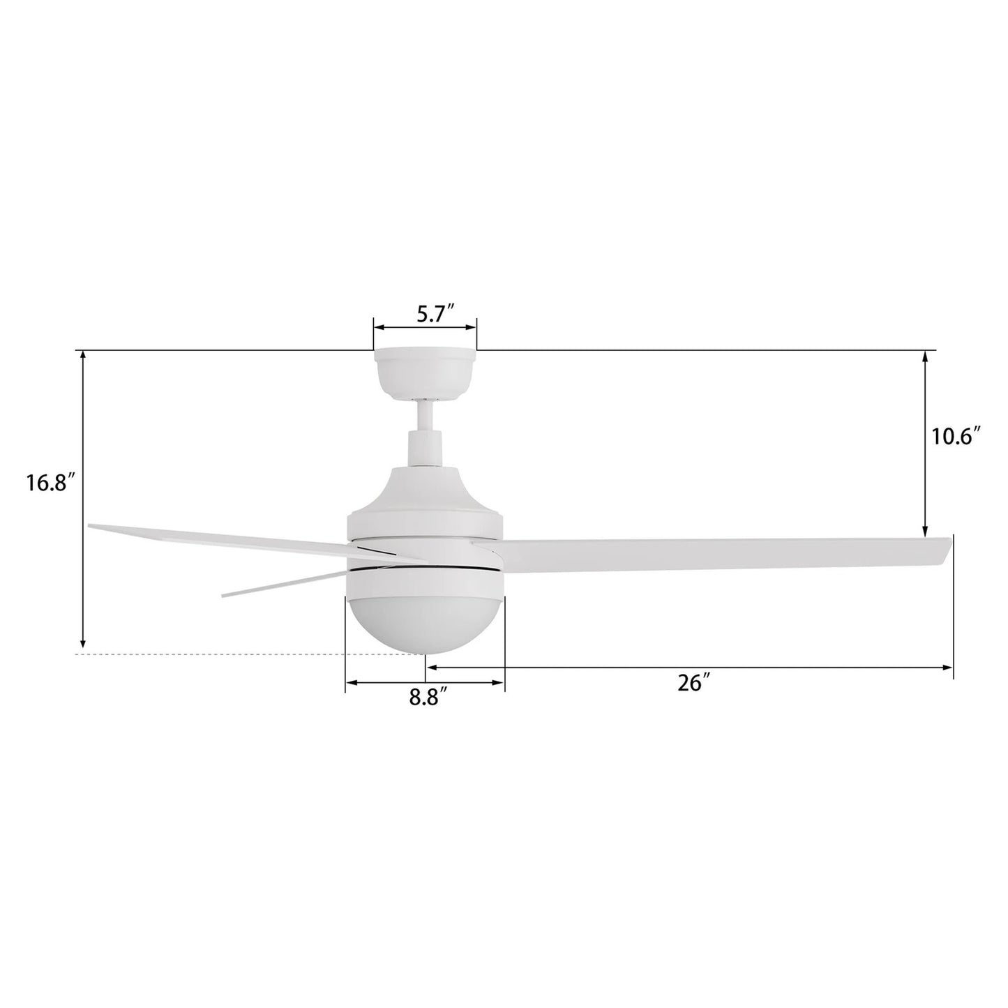 Carro Kimball 52in Ceiling Fan | White Plywood Blades and Integrated LED | Living Room & Bedroom | 52 x 52 x 16.9 in | Model CFW523E6-L12-W1-1
