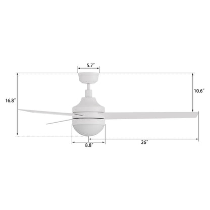 Carro Kimball 52in Ceiling Fan | White Plywood Blades and Integrated LED | Living Room & Bedroom | 52 x 52 x 16.9 in | Model CFW523E6-L12-W1-1