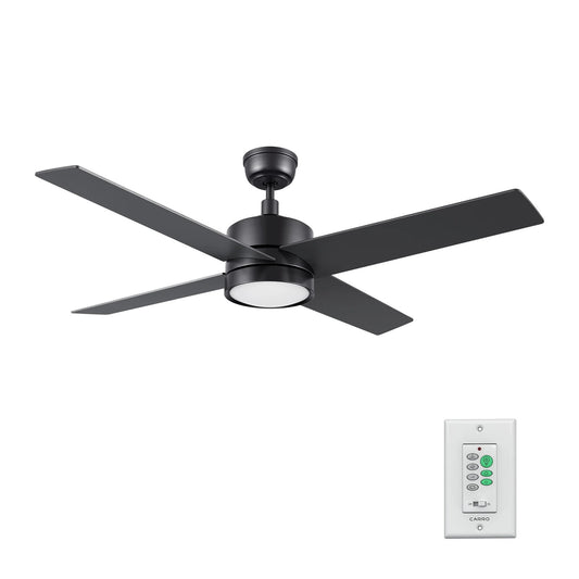 Carro Santana 52in Ceiling Fan | Black Plywood Blades and Integrated LED | Living Room & Bedroom | 52 x 52 x 15.1 in | Model CFW524E5-L12-B2-1