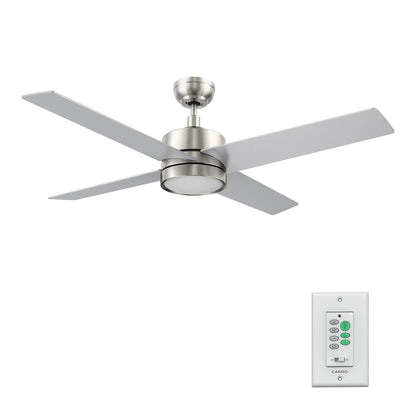 Carro Santana 52in 4-Light Ceiling Fan | Brushed Nickel Plywood Blades | Living Room & Bedroom | 52 x 52 x 15 in | Model CFW524E5-L12-SJ-1