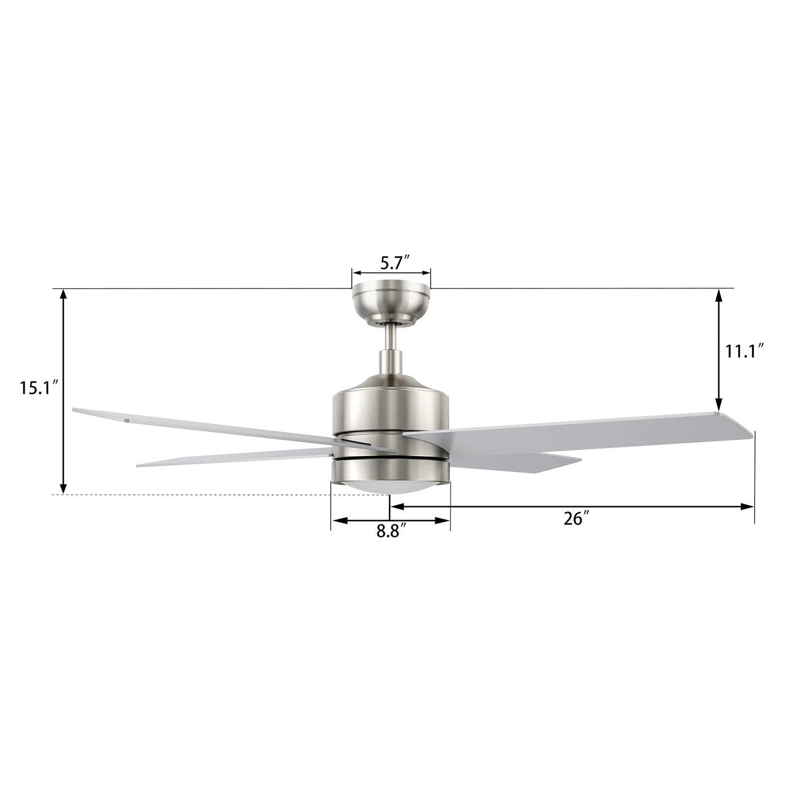Carro Santana 52in 4-Light Ceiling Fan | Brushed Nickel Plywood Blades | Living Room & Bedroom | 52 x 52 x 15 in | Model CFW524E5-L12-SJ-1