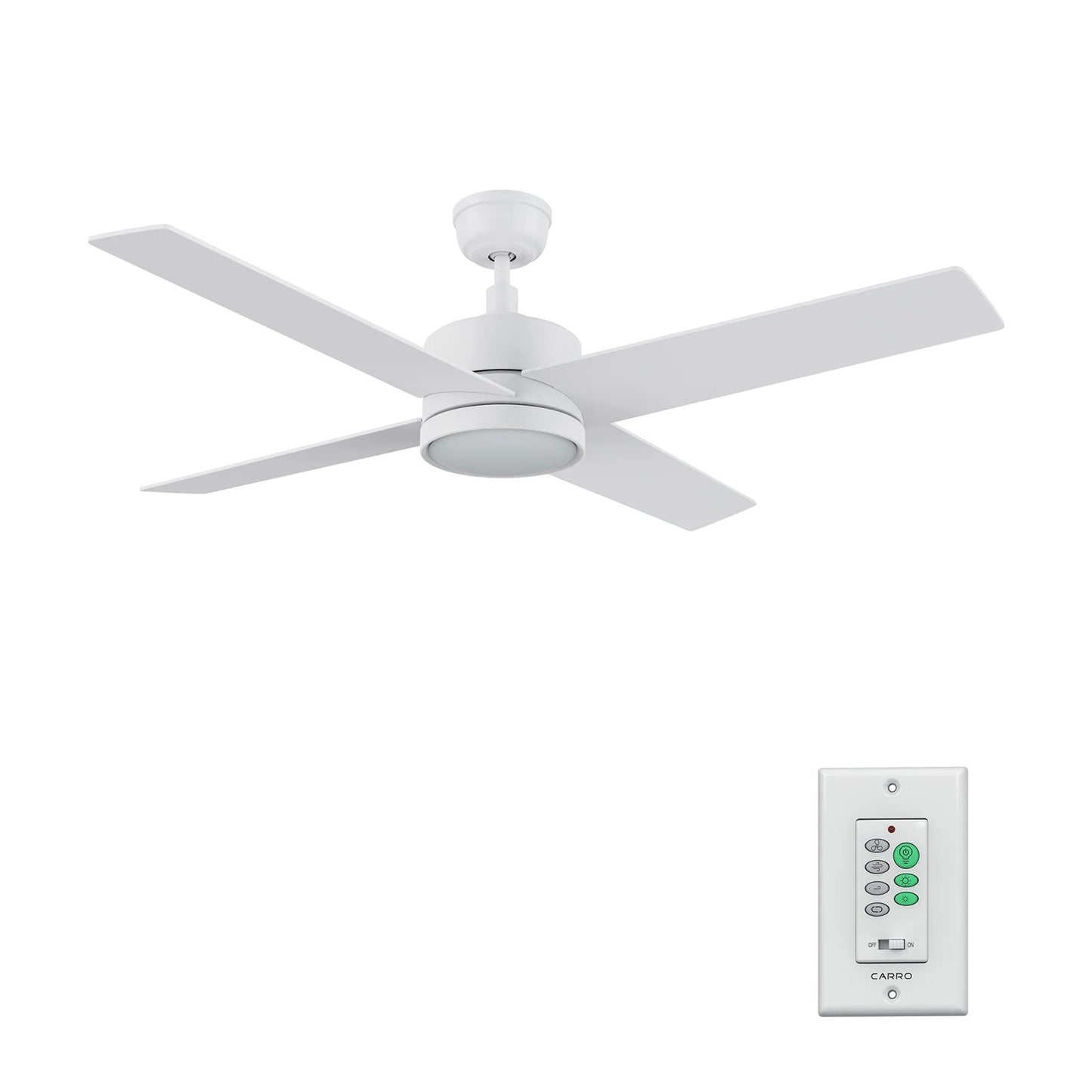 Carro Santana 52in 4-Light Ceiling Fan | White Plywood Blades | Living Room & Bedroom | 52 x 52 x 15 in | Model CFW524E5-L12-W1-1