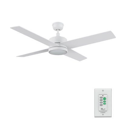 Carro Santana 52in 4-Light Ceiling Fan | White Plywood Blades | Living Room & Bedroom | 52 x 52 x 15 in | Model CFW524E5-L12-W1-1