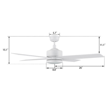 Carro Santana 52in 4-Light Ceiling Fan | White Plywood Blades | Living Room & Bedroom | 52 x 52 x 15 in | Model CFW524E5-L12-W1-1