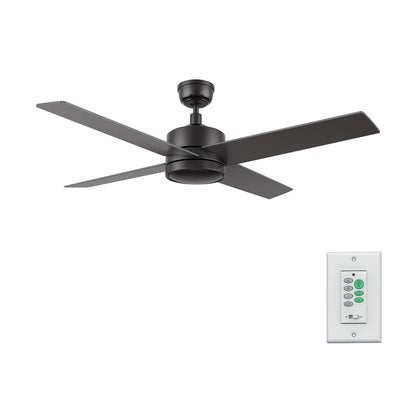 Carro Santana 52in 4-Blade Ceiling Fan | Modern Black and Plywood | Indoor Living Room & Bedroom | 52 x 52 x 15.1 in | Model CFW524E5-N10-B2-1