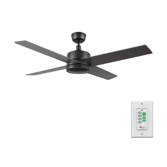 Carro Santana 52in 4-Blade Ceiling Fan | Modern Black and Plywood | Indoor Living Room & Bedroom | 52 x 52 x 15.1 in | Model CFW524E5-N10-B2-1