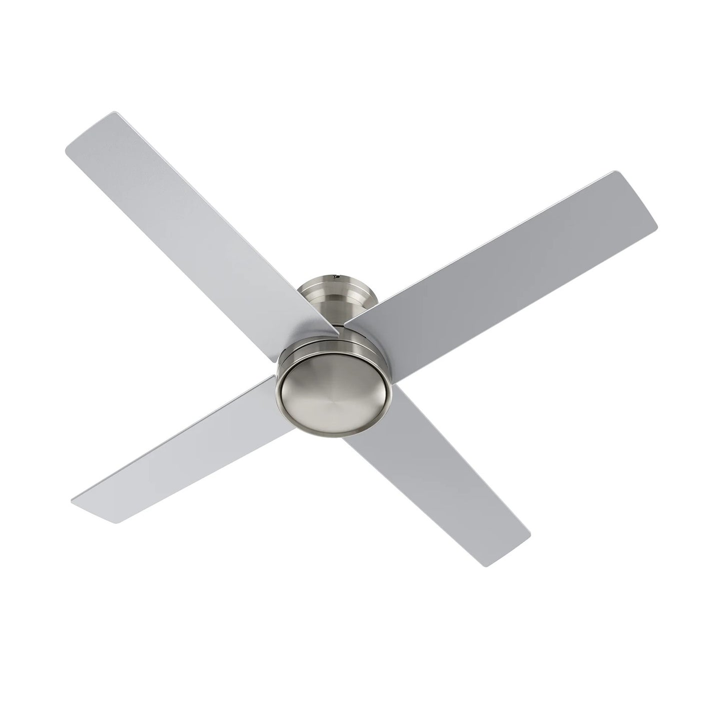 Carro Santana 52in 4-Blade Flush Mount Ceiling Fan | Modern Brushed Nickel and Plywood | Indoor Low Ceiling & Bedroom | 52 x | Model CFW524E5-N10-SJ-1-FM