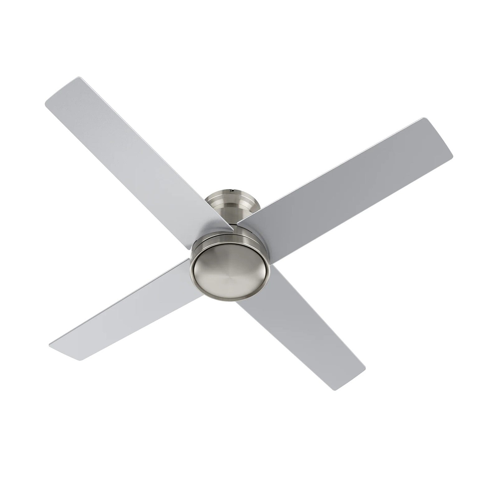 Carro Santana 52in 4-Blade Flush Mount Ceiling Fan | Modern Brushed Nickel and Plywood | Indoor Low Ceiling & Bedroom | 52 x | Model CFW524E5-N10-SJ-1-FM