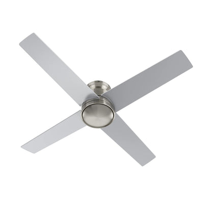 Carro Santana 52in 4-Blade Flush Mount Ceiling Fan | Modern Brushed Nickel and Plywood | Indoor Low Ceiling & Bedroom | 52 x | Model CFW524E5-N10-SJ-1-FM