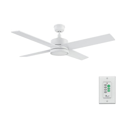 Carro Santana 52in 4-Blade Ceiling Fan | White Plywood Blades and White Finish | Indoor Living Room & Bedroom | 52 x 52 x 15.1 in | Model CFW524E5-N10-W1-1