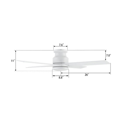 Carro Santana 52in 4-Blade Flush Mount Ceiling Fan | White Plywood Blades and White Finish | Indoor Living Room & Bedroom | Model CFW524E5-N10-W1-1-FM