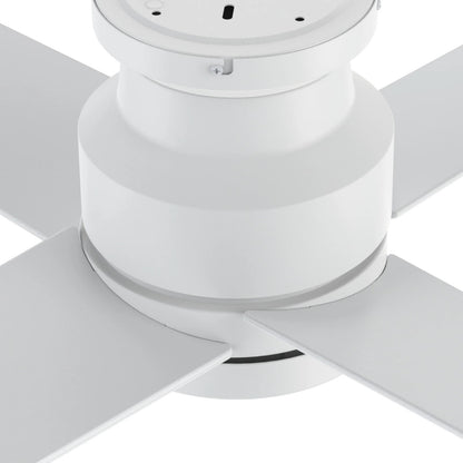 Carro Santana 52in 4-Blade Flush Mount Ceiling Fan | White Plywood Blades and White Finish | Indoor Living Room & Bedroom | Model CFW524E5-N10-W1-1-FM
