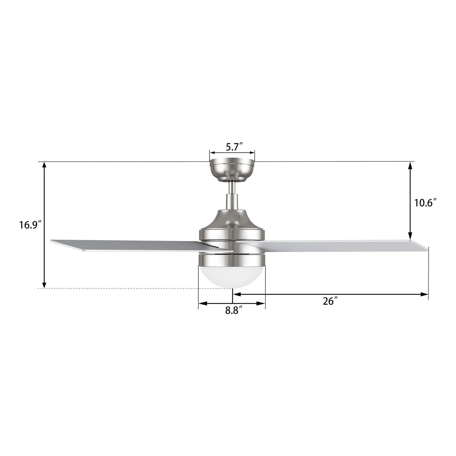 Carro Kimball 52in 4-Blade Ceiling Fan with LED Light | Brushed Nickel Finish and Plywood Blades | Indoor Living Room & Bedroom | Model CFW524E6-L12-SJ-1