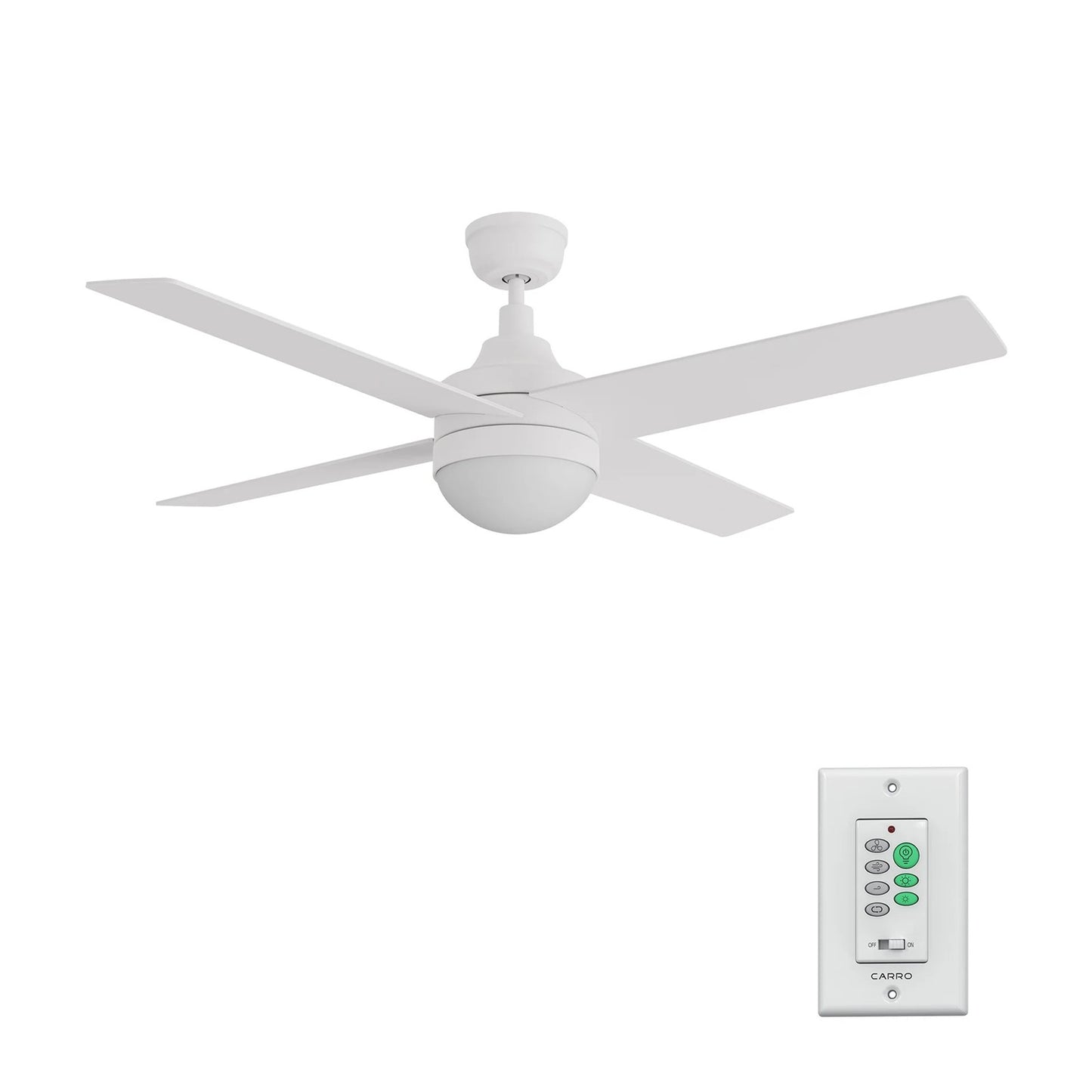 Carro Kimball 52in 4-Blade Ceiling Fan | White Plywood Blades and Integrated LED | Living Room & Bedroom | 16.9 x 52 x 52 in | Model CFW524E6-L12-W1-1