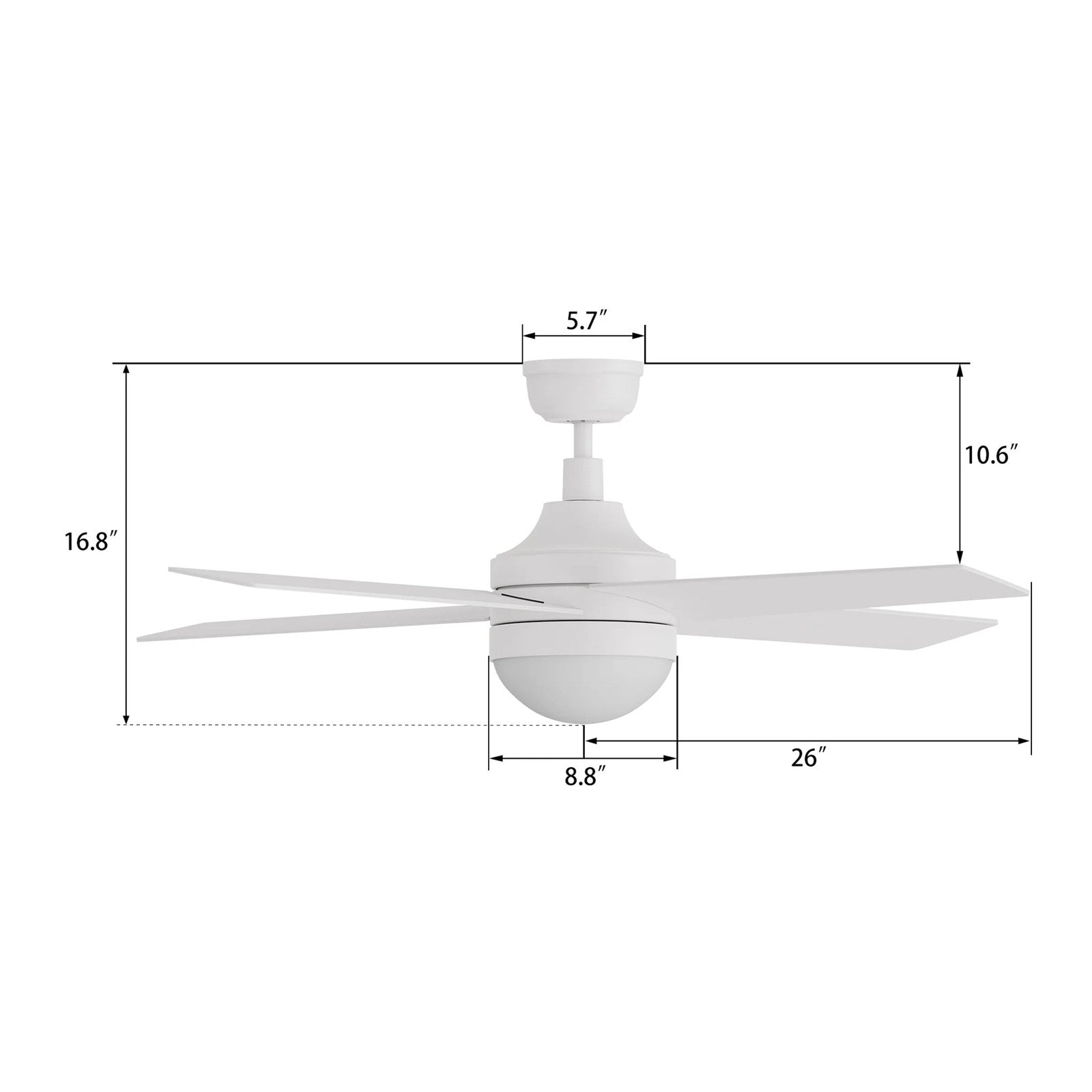 Carro Kimball 52in 4-Blade Ceiling Fan | White Plywood Blades and Integrated LED | Living Room & Bedroom | 16.9 x 52 x 52 in | Model CFW524E6-L12-W1-1