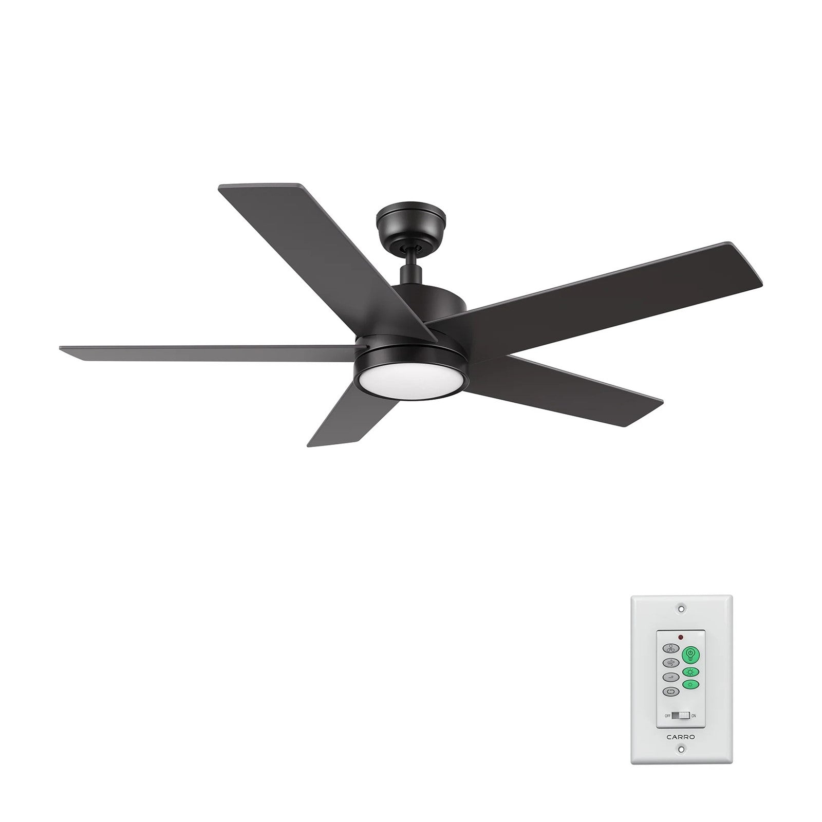 Carro Santana 52in 5-Blade Ceiling Fan | Black Plywood Blades and Integrated LED | Living Room & Bedroom | 15 x 52 x 52 in | Model CFW525E5-L11-B2-1