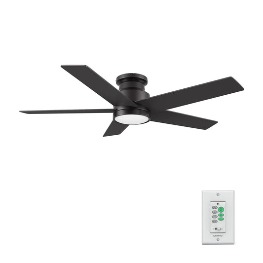 Carro Santana 52in 5-Blade Flush Mount Ceiling Fan | Black Plywood Blades and Integrated LED | Low Ceiling Rooms | 11 x 52 x | Model CFW525E5-L11-B2-1-FM