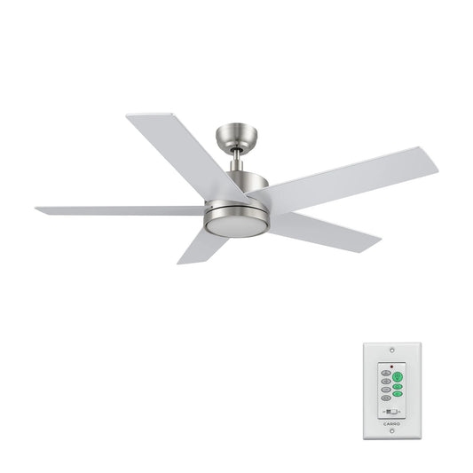 Carro Santana 52in 5-Blade Ceiling Fan | Brushed Nickel Plywood Blades and Integrated LED | Living Room & Bedroom | 15 x 52 x 52 | Model CFW525E5-L11-SJ-1
