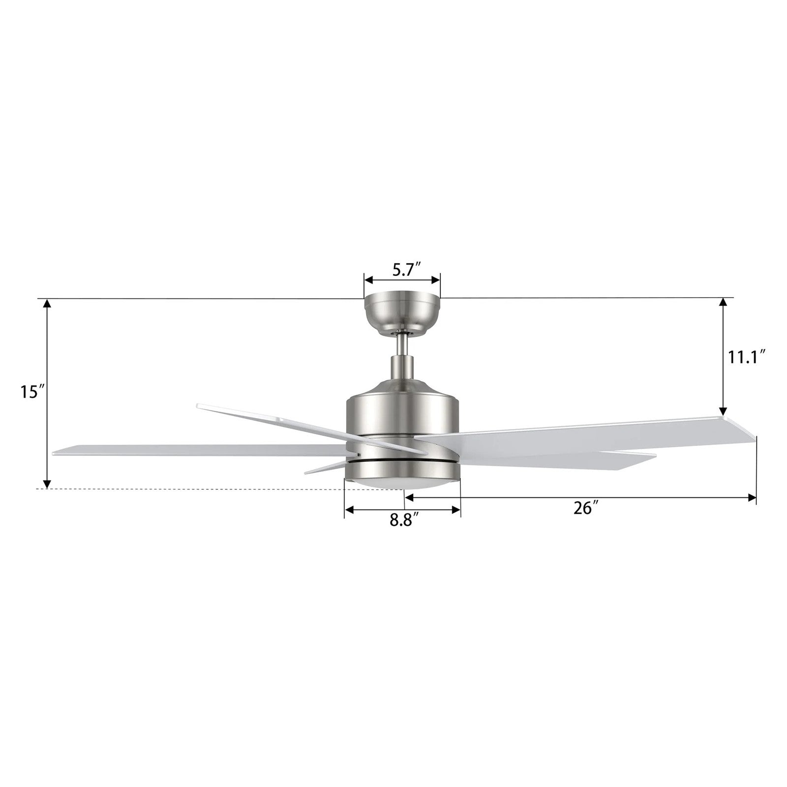 Carro Santana 52in 5-Blade Ceiling Fan | Brushed Nickel Plywood Blades and Integrated LED | Living Room & Bedroom | 15 x 52 x 52 | Model CFW525E5-L11-SJ-1