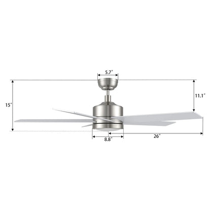 Carro Santana 52in 5-Blade Ceiling Fan | Brushed Nickel Plywood Blades and Integrated LED | Living Room & Bedroom | 15 x 52 x 52 | Model CFW525E5-L11-SJ-1