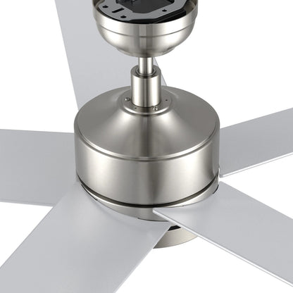 Carro Santana 52in 5-Blade Ceiling Fan | Brushed Nickel Plywood Blades and Integrated LED | Living Room & Bedroom | 15 x 52 x 52 | Model CFW525E5-L11-SJ-1