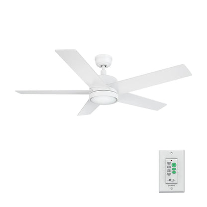 Carro Santana 52in 5-Blade Ceiling Fan | White Plywood Blades with Integrated LED | Indoor Living Room & Bedroom | 52 x 52 x 15 | Model CFW525E5-L11-W1-1