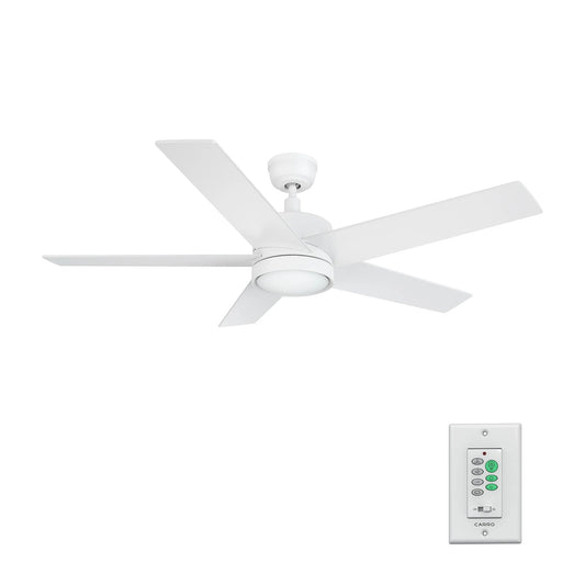 Carro Santana 52in 5-Blade Ceiling Fan | White Plywood Blades with Integrated LED | Indoor Living Room & Bedroom | 52 x 52 x 15 | Model CFW525E5-L11-W1-1